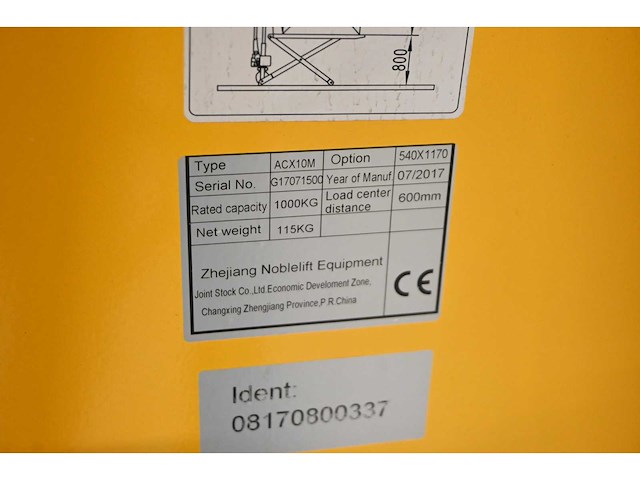 Acx10m 1000kg hand hydraulische hoogheffer palletwagen - afbeelding 5 van  5