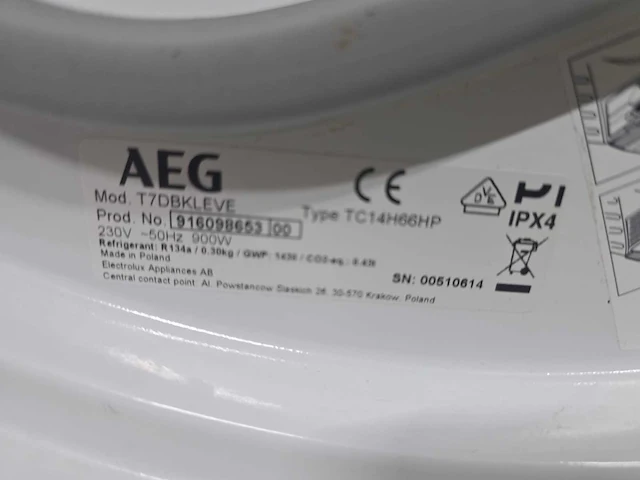 Aeg - tc14h66hp - condens droger - afbeelding 8 van  9