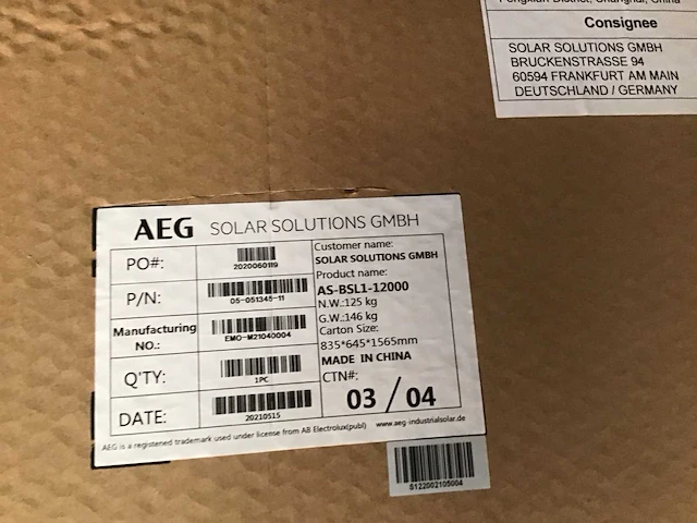 Aeg as-bsl1-8000 energie storage unit - afbeelding 2 van  2
