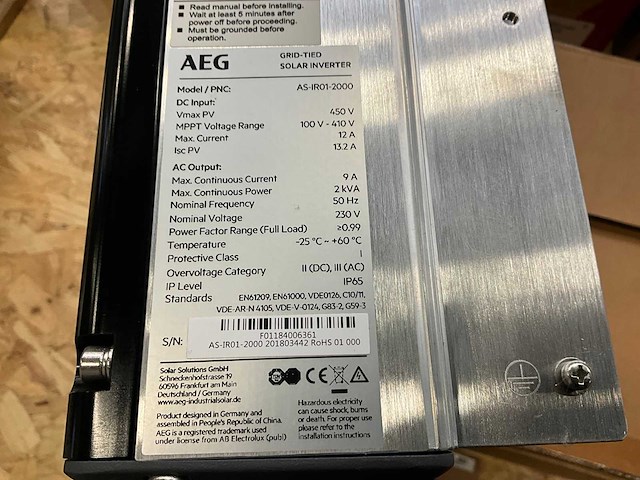 Aeg as-ir01-2000 omvormer - afbeelding 5 van  5