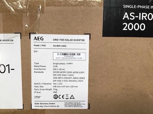 Aeg as-ir01-2000 omvormer - afbeelding 2 van  3