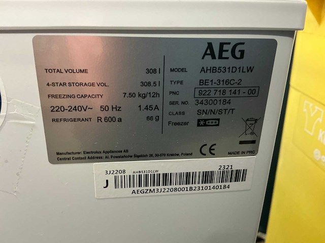 Aeg be1-316c-2 vriezer - afbeelding 4 van  5
