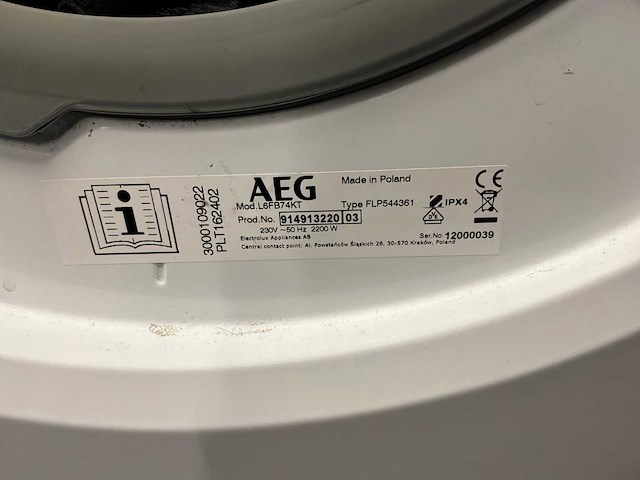 Aeg flp544361 wasmachine - afbeelding 3 van  3