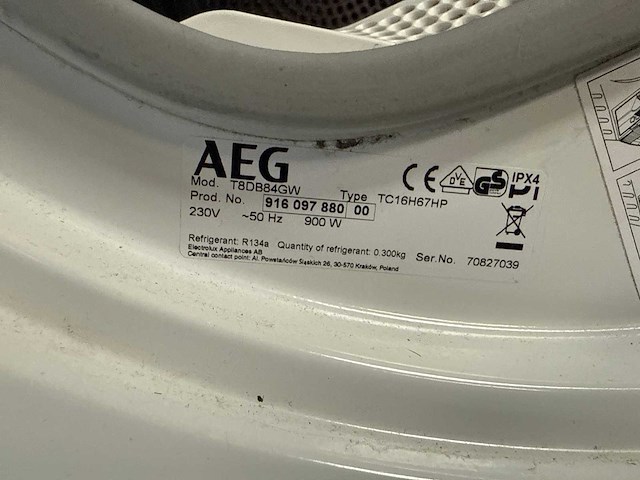 Aeg l7fe96cs wasmachine 9kg 1600t | aeg t8db84gw warmtepompdroger 8kg - afbeelding 5 van  5