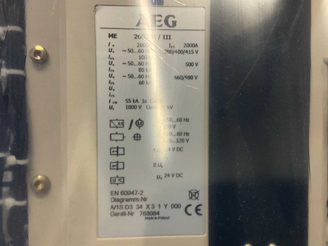Aeg me 2007 h / iii 2000 a circuit breaker - afbeelding 3 van  4