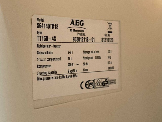 Aeg santo tt150-s koelkast - afbeelding 3 van  3