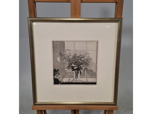 Afbeelding in lijst, a. m. iperen, bloemen voor het raam 5/10, 1974 - afbeelding 1 van  9