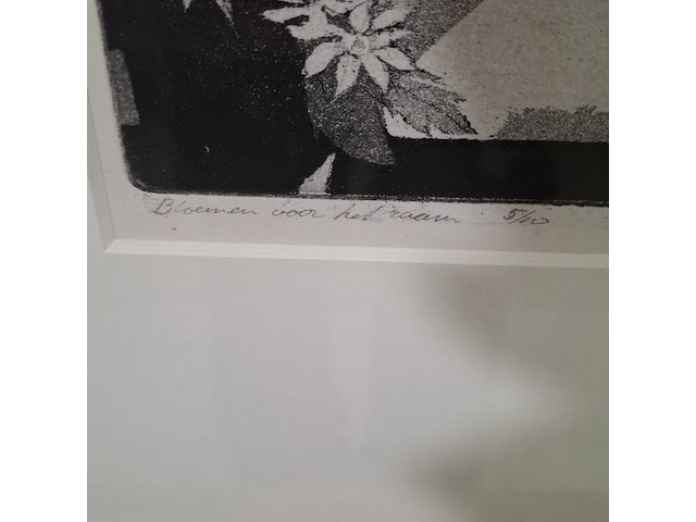 Afbeelding in lijst, a. m. iperen, bloemen voor het raam 5/10, 1974 - afbeelding 6 van  9