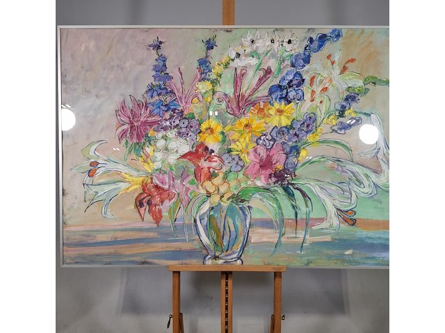 Afbeelding in lijst, gemengde techniek, maya wildevuur, boeket - afbeelding 1 van  5