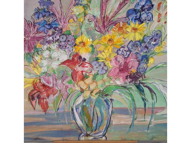 Afbeelding in lijst, gemengde techniek, maya wildevuur, boeket - afbeelding 2 van  5