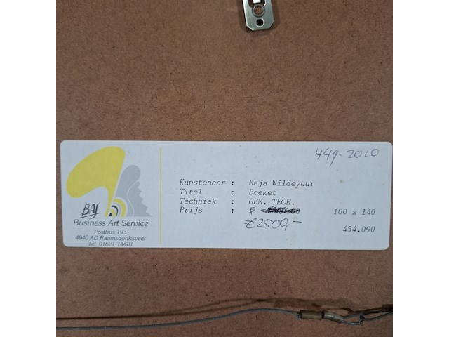 Afbeelding in lijst, gemengde techniek, maya wildevuur, boeket - afbeelding 5 van  5
