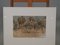 Afbeelding in lijst, j. olsthoorn, olijfboom en cypressen, 1972 - afbeelding 1 van  9