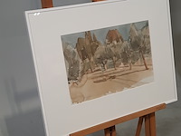 Afbeelding in lijst, j. olsthoorn, olijfboom en cypressen, 1972 - afbeelding 2 van  9