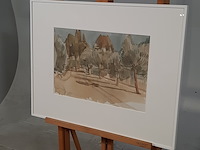 Afbeelding in lijst, j. olsthoorn, olijfboom en cypressen, 1972 - afbeelding 3 van  9