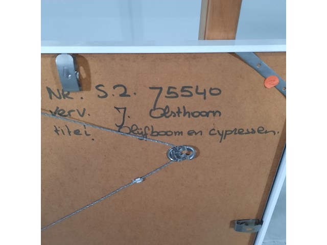 Afbeelding in lijst, j. olsthoorn, olijfboom en cypressen, 1972 - afbeelding 8 van  9