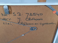 Afbeelding in lijst, j. olsthoorn, olijfboom en cypressen, 1972 - afbeelding 8 van  9