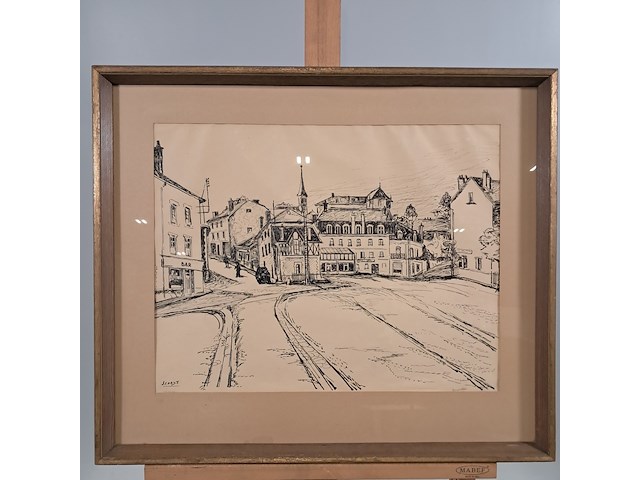 Afbeelding in lijst, j. van oost, dorpsplein, 1957 - afbeelding 1 van  8