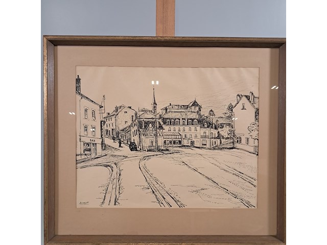 Afbeelding in lijst, j. van oost, dorpsplein, 1957 - afbeelding 2 van  8