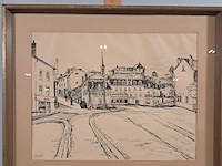 Afbeelding in lijst, j. van oost, dorpsplein, 1957 - afbeelding 2 van  8