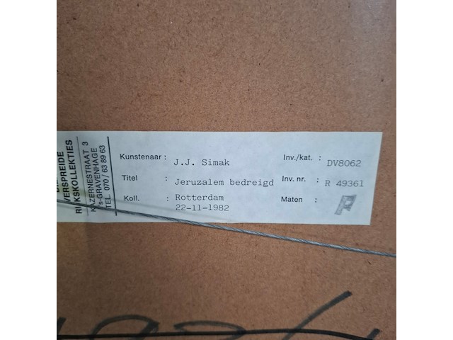 Afbeelding in lijst, j.j. simak, jeruzalem bedreigd, 1982 - afbeelding 8 van  9