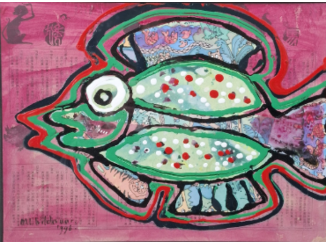 Afbeelding in lijst, maya wildevuur, vis klein 3, 1996 - afbeelding 1 van  11