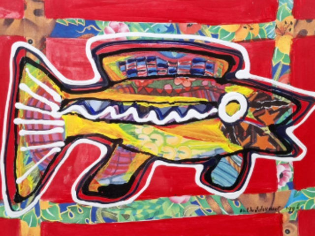 Afbeelding in lijst, maya wildevuur, vis klein 5, 1996 - afbeelding 1 van  11