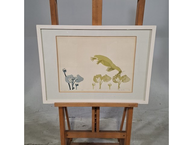 Afbeelding in lijst, sonja van es, springende kikker 9/25, 1976 - afbeelding 1 van  10