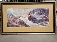 Afbeelding michelangelo "creation of adam" in grote lijst - afbeelding 1 van  6