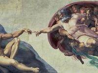 Afbeelding michelangelo "creation of adam" in grote lijst - afbeelding 2 van  6