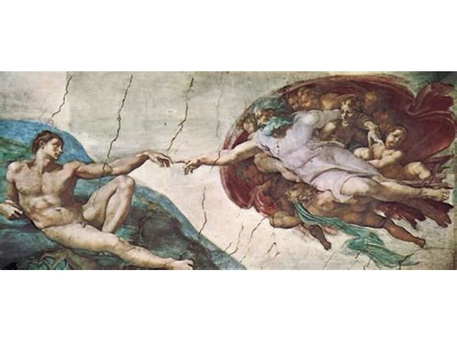 Afbeelding michelangelo "creation of adam" in grote lijst - afbeelding 3 van  6