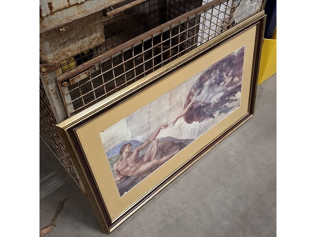 Afbeelding michelangelo "creation of adam" in grote lijst - afbeelding 5 van  6