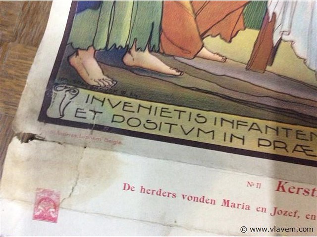 Affiche kerstmis chromolito - afbeelding 2 van  2