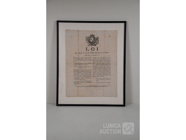 Affiche wet tekst uit 1790 - afbeelding 1 van  4