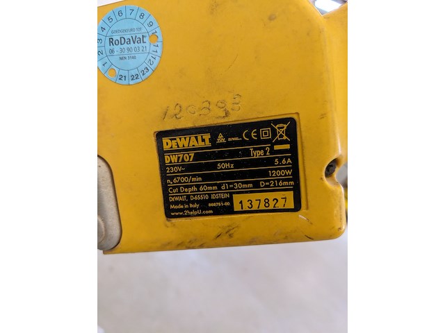 Afkortzaag dewalt, dw707 - afbeelding 4 van  5