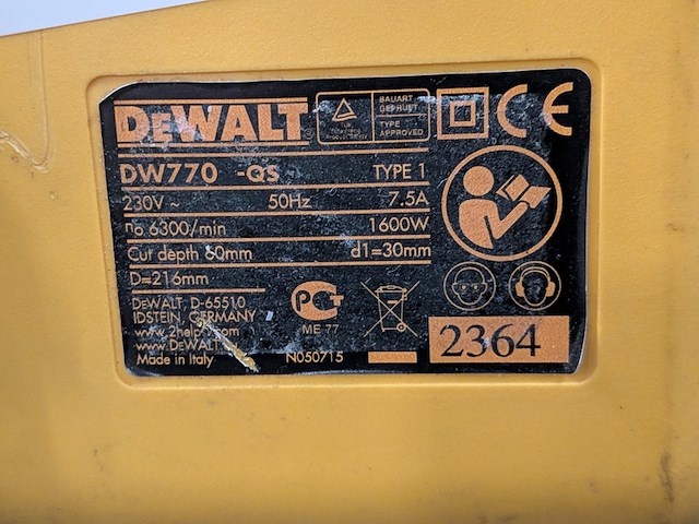 Afkortzaag dewalt, dw770qs - afbeelding 6 van  10