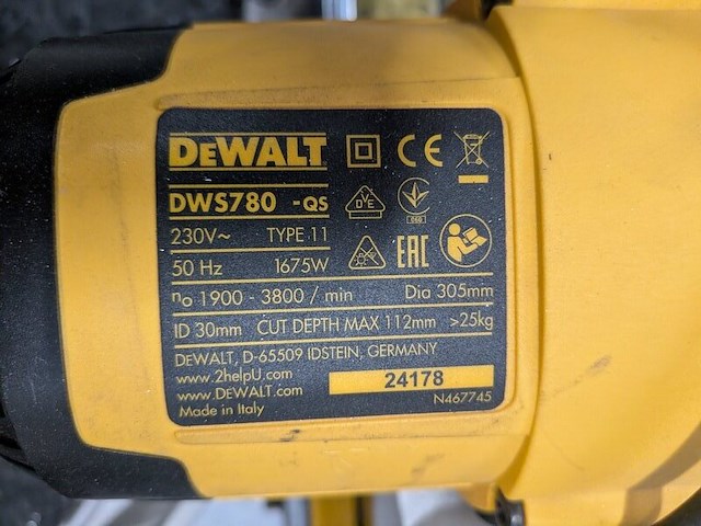 Afkortzaag dewalt, dws780qs - afbeelding 7 van  10