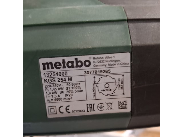 Afkortzaag metabo, kgs254m - afbeelding 8 van  8