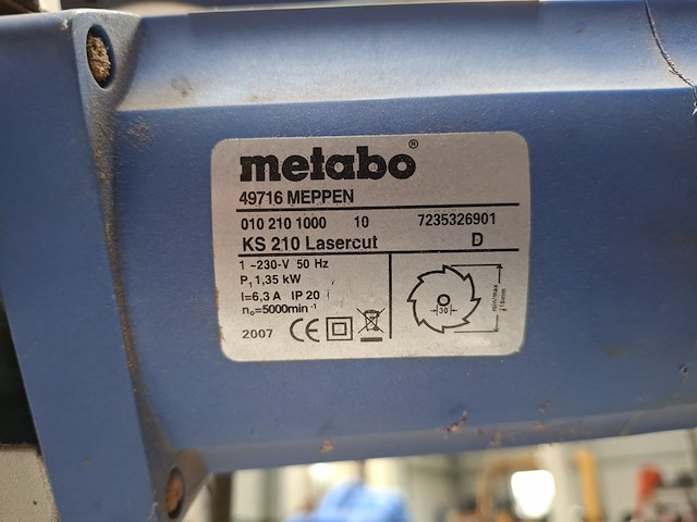 Afkortzaag, metabo, ks 210 lasercut, 2007 - afbeelding 3 van  6
