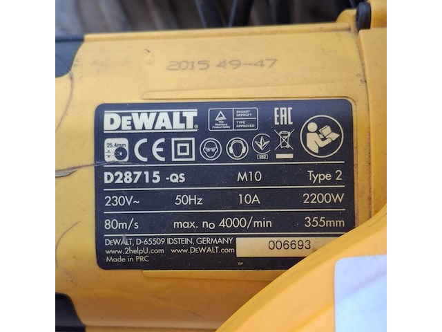 Afkortzaag voor metaal 230v dewalt, d28715, bouwjaar 2016 - afbeelding 8 van  8