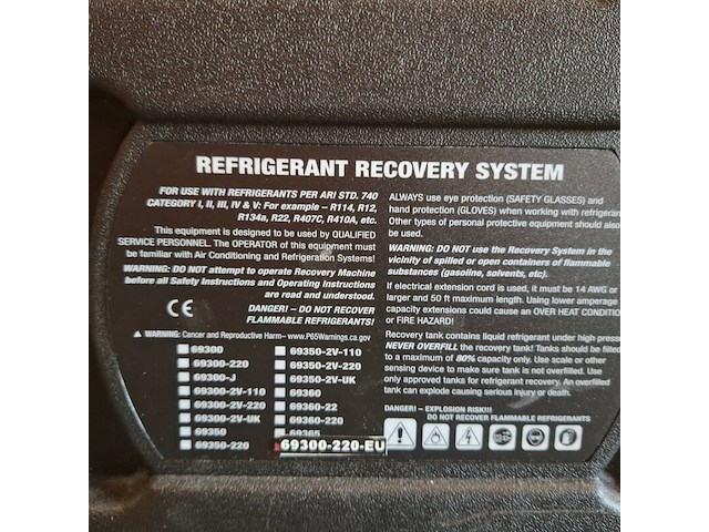 Afpompunit mastercool, twinturbo refrigerant recovery machine 69300-220 - afbeelding 8 van  11