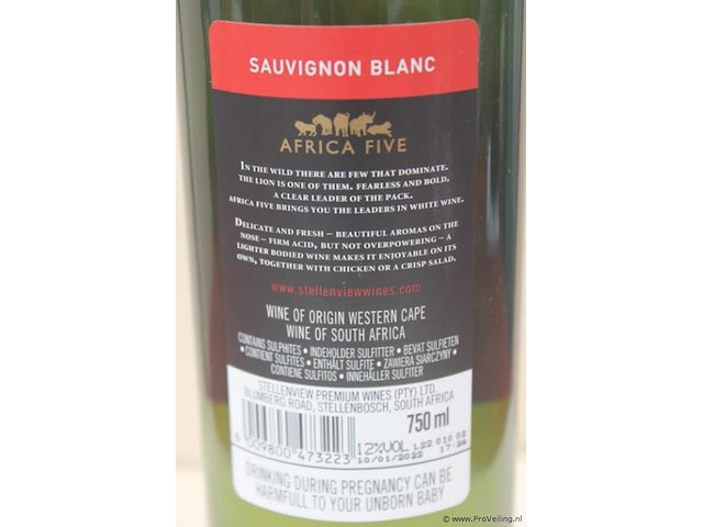 Africa five witte wijn - 75 cl - winkelverkoopprijs € 6.95 - afbeelding 3 van  3