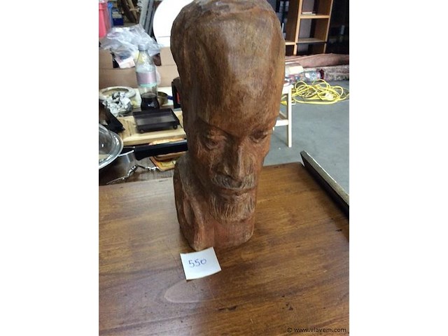 Afrikaans houten beeld hoofd - afbeelding 1 van  3