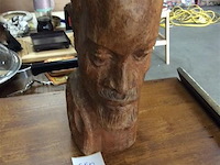 Afrikaans houten beeld hoofd - afbeelding 1 van  3