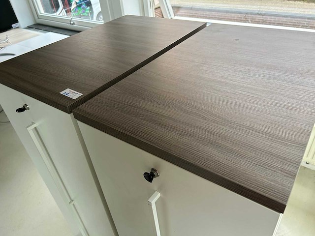Afsluitbare ladenkast wit/hout (2x) - afbeelding 2 van  5