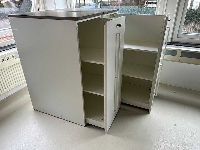 Afsluitbare ladenkast wit/hout (2x) - afbeelding 3 van  5