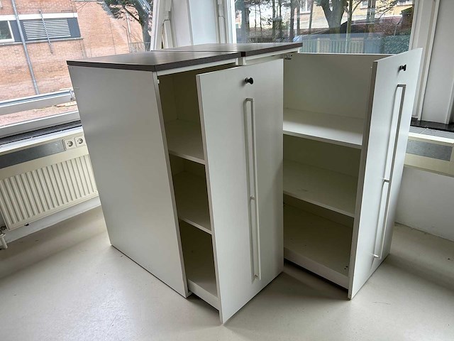 Afsluitbare ladenkast wit/hout (2x) - afbeelding 4 van  5