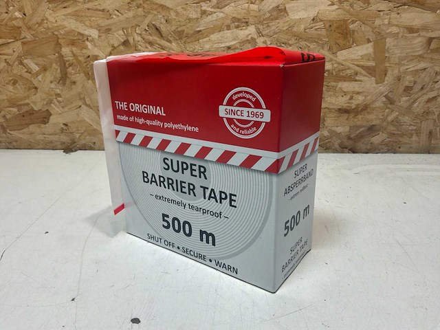 Afzetlint rood/wit 80mm x 500m (5x) - afbeelding 1 van  1