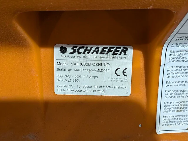 Afzuiginstallatie 230v 3.400m³/uur ~, schaefer ventilation, americ vaf-3000, 2013 - afbeelding 4 van  6