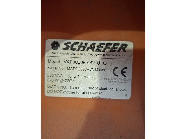 Afzuiginstallatie 230v 3.400m³/uur ~, schaefer ventilation, americ vaf-3000, 2014 - afbeelding 5 van  5