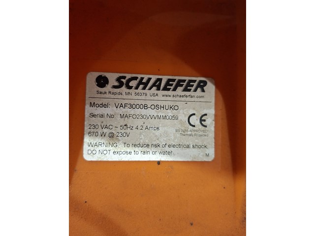 Afzuiginstallatie 230v 3.400m³/uur ~, schaefer ventilation, americ vaf-3000, 2014 - afbeelding 5 van  6